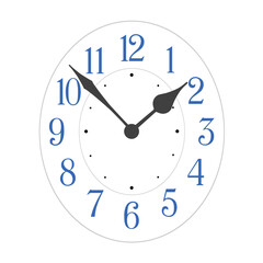 Vector elegant black oval clock dial placed on white background