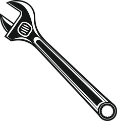 Black Silhouette Vector Illustration of Spanners ? Hand Tools Icon Set for Mechanical and Industrial Use