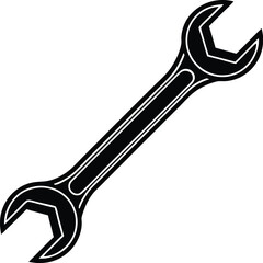Black Silhouette Vector Illustration of Spanners ? Hand Tools Icon Set for Mechanical and Industrial Use