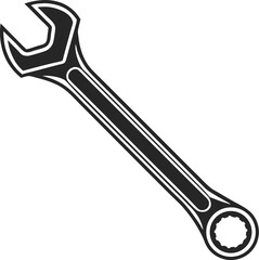 Black Silhouette Vector Illustration of Spanners ? Hand Tools Icon Set for Mechanical and Industrial Use