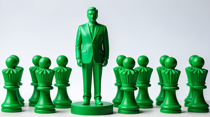 Green figure overthrows the leader and takes his place. The overthrow of power and coup. Head Offset. Intrigues conspiracies in a non-democratic society. Gaining control, changing political elites.