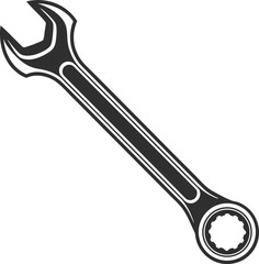 Black Silhouette Vector Illustration of Spanners ? Hand Tools Icon Set for Mechanical and Industrial Use