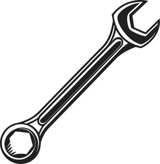 Black Silhouette Vector Illustration of Spanners ? Hand Tools Icon Set for Mechanical and Industrial Use