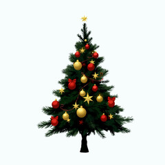 decorated christmas tree on white background