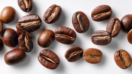 Obraz premium Coffee beans arrangement minimalist shot white background high-quality image artistic perspective food photography