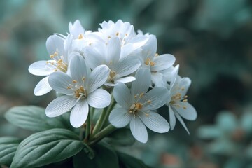Obraz premium Delicate White Flowers: A Serene Botanical Close-up