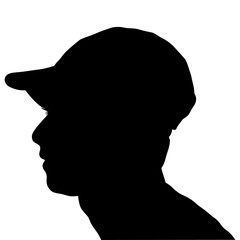 Silhouette Profile of Man Wearing Cap Facing Left