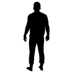 Silhouette of Standing Barefoot Man Facing Forward