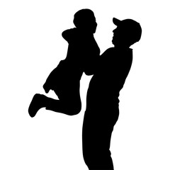 Silhouette of Man Lifting Child in Air