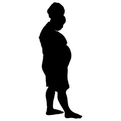 Side Profile Silhouette of Pregnant Woman Standing