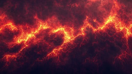 Bold red background with vibrant fiery glows and sweeping lines of movement creating a sense of intense action