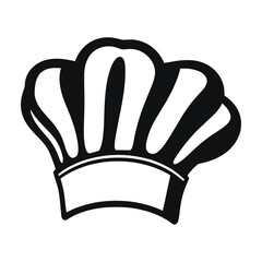 A classic chef's hat silhouette, rendered in solid black and white.