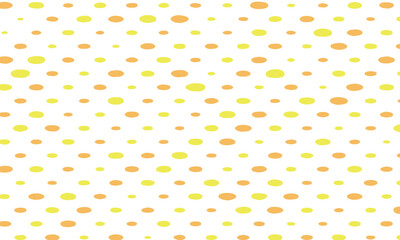 ランダムに並ぶ斜めに傾いた黄色とオレンジの歪んだ楕円形のドット柄のストライプ