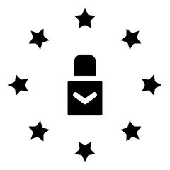 Secure Lock Icon Surrounded by Stars for Privacy and Protection