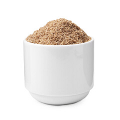 Superfood. Coriander powder in bowl isolated on white