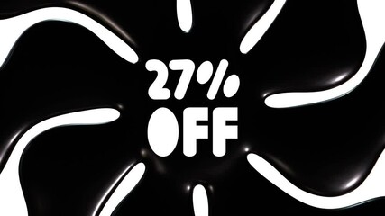 27 Percent Off With Black And White Background Animation