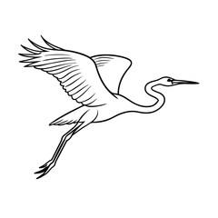 heron in flight line art vector