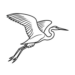 heron in flight line art vector