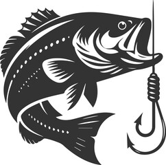Large mouth bass fish vector silhouette