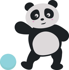 Naklejka premium Panda Playing with a Ball. Kawaii panda vector illustration.