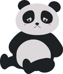 Sad Panda Bear. Kawaii panda vector illustration.