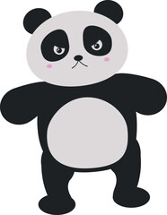 Cartoon Angry Panda Bear. Kawaii panda vector illustration.