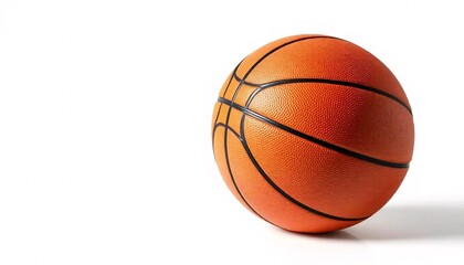 Fototapeta premium Textured orange basketball rests on white