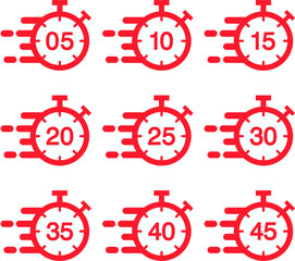 Obraz premium 5 days left red stopwatch icon vector, countdown timer graphic for flash sale alerts, urgent offers, last chance reminders, ecommerce promotions, and event marketing visuals