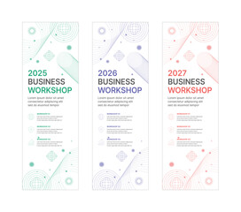 Modern business banner templates with abstract geometric patterns. Perfect for workshops, events, conferences, presentations, or branding projects, combining style and professionalism.