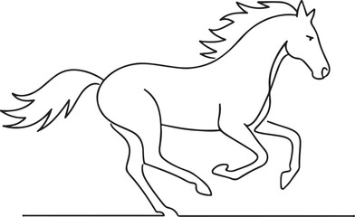 Galloping Stallion One Line Drawing Illustration