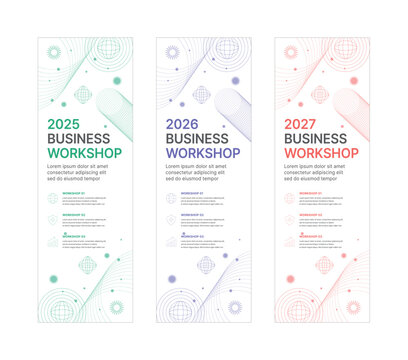 Modern business banner templates with abstract geometric patterns. Perfect for workshops, events, conferences, presentations, or branding projects, combining style and professionalism.