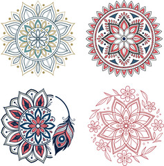 Beautiful vector illustration mandala colorful design set