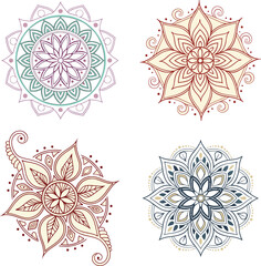 Beautiful vector illustration mandala colorful design set