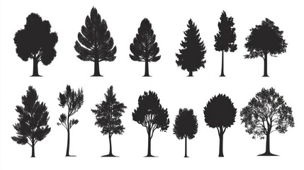 Fototapeta premium Forest Tree Silhouettes Collection