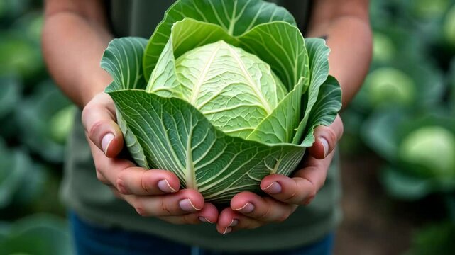 Big cabbage vegetable garden, farm, seedlings, plants, vegetables. AI Generative