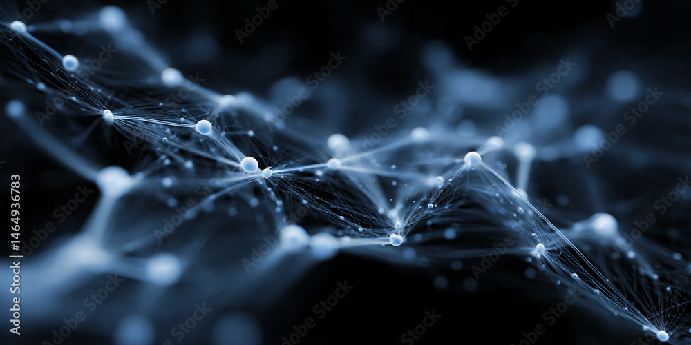 Aufkleber Abstract image of interconnected nodes and glowing filaments, creating a complex network structure, symbolizing connection, communication, or neural network