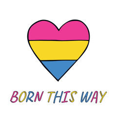 Colorful heart shape Pansexual pride flag Happy pride day LGBTQIA community Pride Month Vector hand drawn doodle for posters, stickers, logo, cards