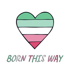 Colorful heart shape Abrosexual pride flag Happy pride day LGBTQIA community Pride Month Vector hand drawn doodle for posters, stickers, logo, cards