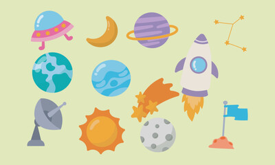 Space element with cartoon style