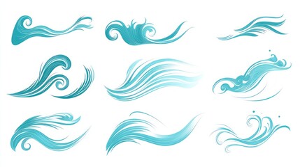 Water waves graphic design collection