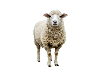 Obraz premium White Sheep Image HighResolution Photo of a Fluffy Sheep isolated on white background