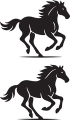 Galloping Stallion Silhouette Vector Set