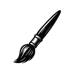Classic Black Paintbrush Icon Isolated on White Background – Artistic Vector Illustration for Creative Design, Drawing, Painting, Logo, Craft Tools, and Fine Art Projects

