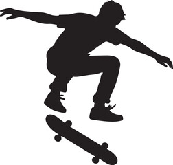 Skateboarder Kickflip Silhouette Vector