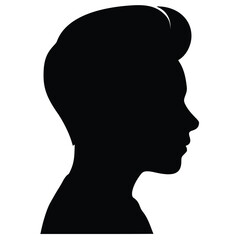 Black Silhouette of Young Boy Side Profile Isolated on White Background – Minimalist Vector Clipart for Logos, Icons, Posters, Crafts, and Design Projects
