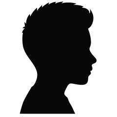 Black Silhouette of Young Boy Side Profile Isolated on White Background – Minimalist Vector Clipart for Logos, Icons, Posters, Crafts, and Design Projects
