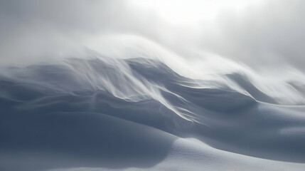 Abstract wind over snow drifts landscape creating a winter wonderland scene
