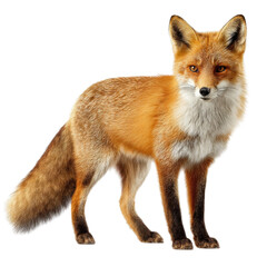 Obraz premium Majestic Red Fox: Nature's Cunning Beauty on a white background.