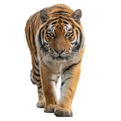 Fototapeta premium Majestic Tiger Striding Forward with Transparent Background