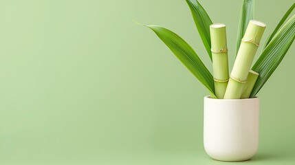 Fototapeta premium Bamboo plant in a white pot